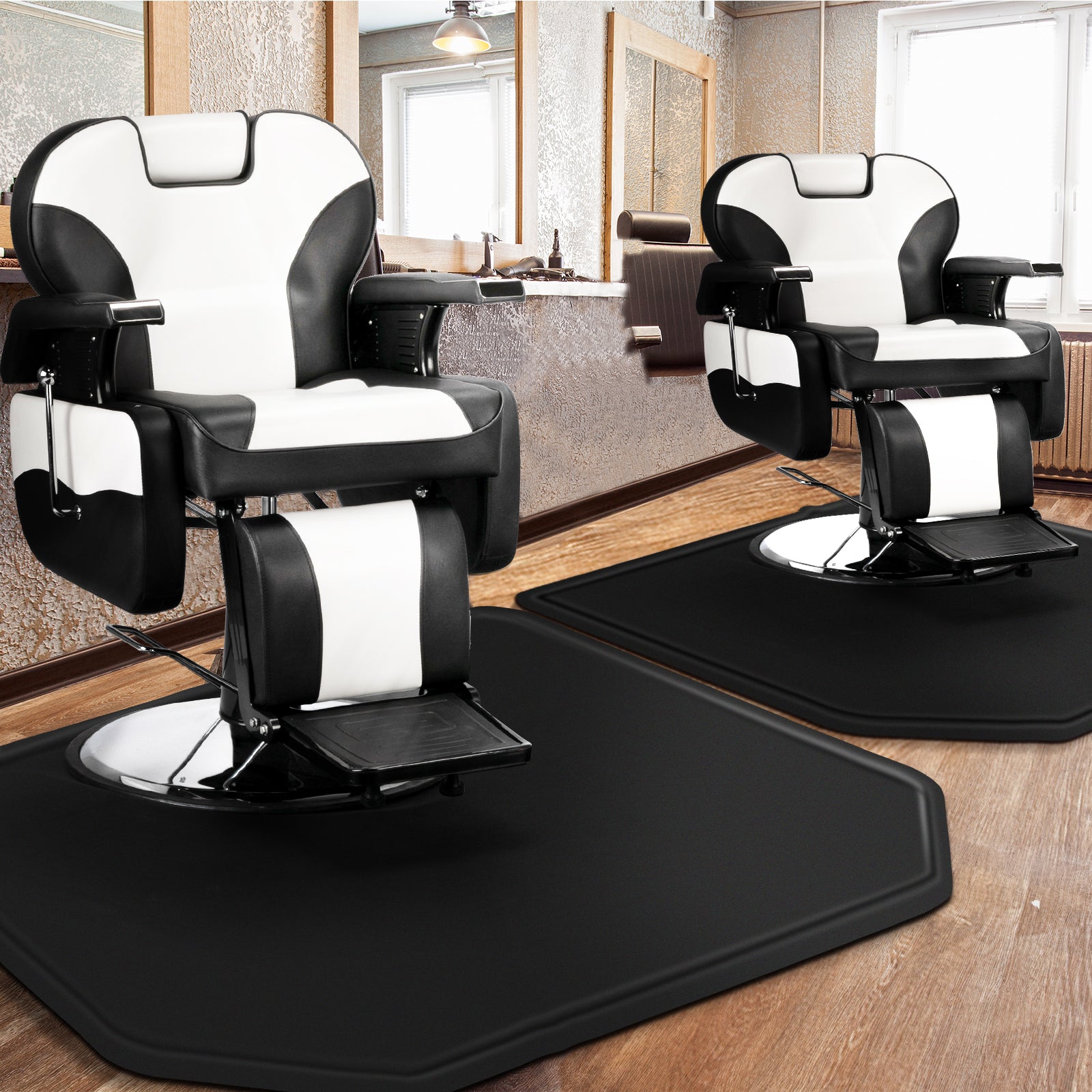 Saloniture 5 Ft. X 4 Ft. Salon & Barber Shop Chair Anti-fatigue Mat - Black  Hexagon, 1 Inch Thick : Target