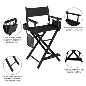 Omysalon 24in Directors Chair Folding Artist Makeup Chair Black
