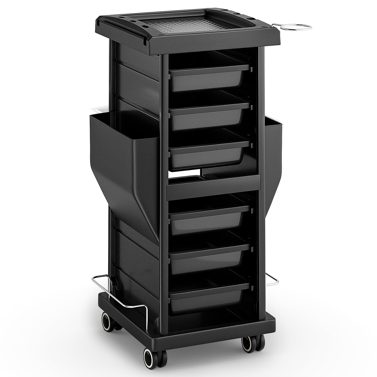 OmySalon Salon Trolley Cart with 6 Drawers Multipurpose Tool Rolling Cart Hair Cart Organizer Black