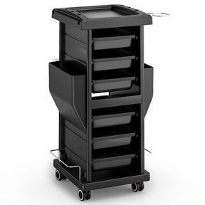 OmySalon ST1101 Multipurpose Rolling Salon Trolley Cart w/Wheels & 6 Drawers Hair Dryer Holders